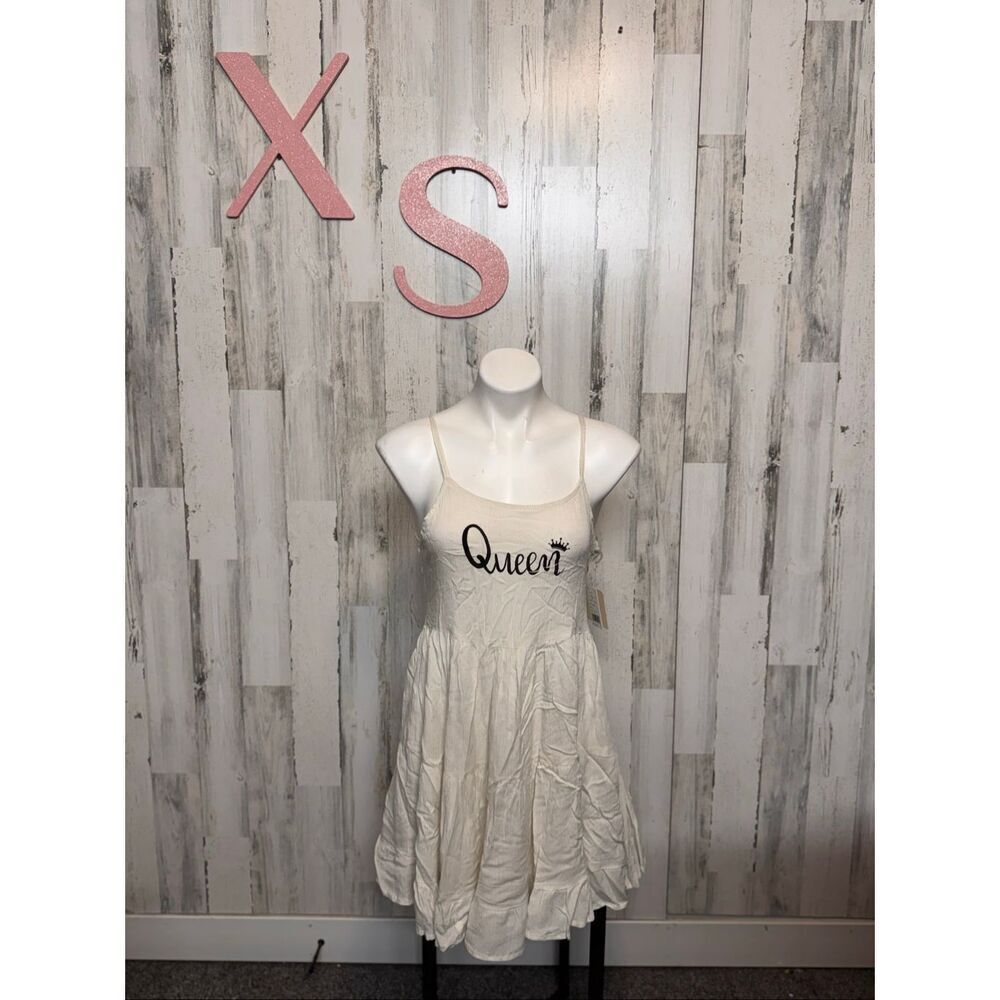 Kiwi + Punch Queen Cream Sundress XS – Smocked Bust, Adjustable Straps, Flowy Ra